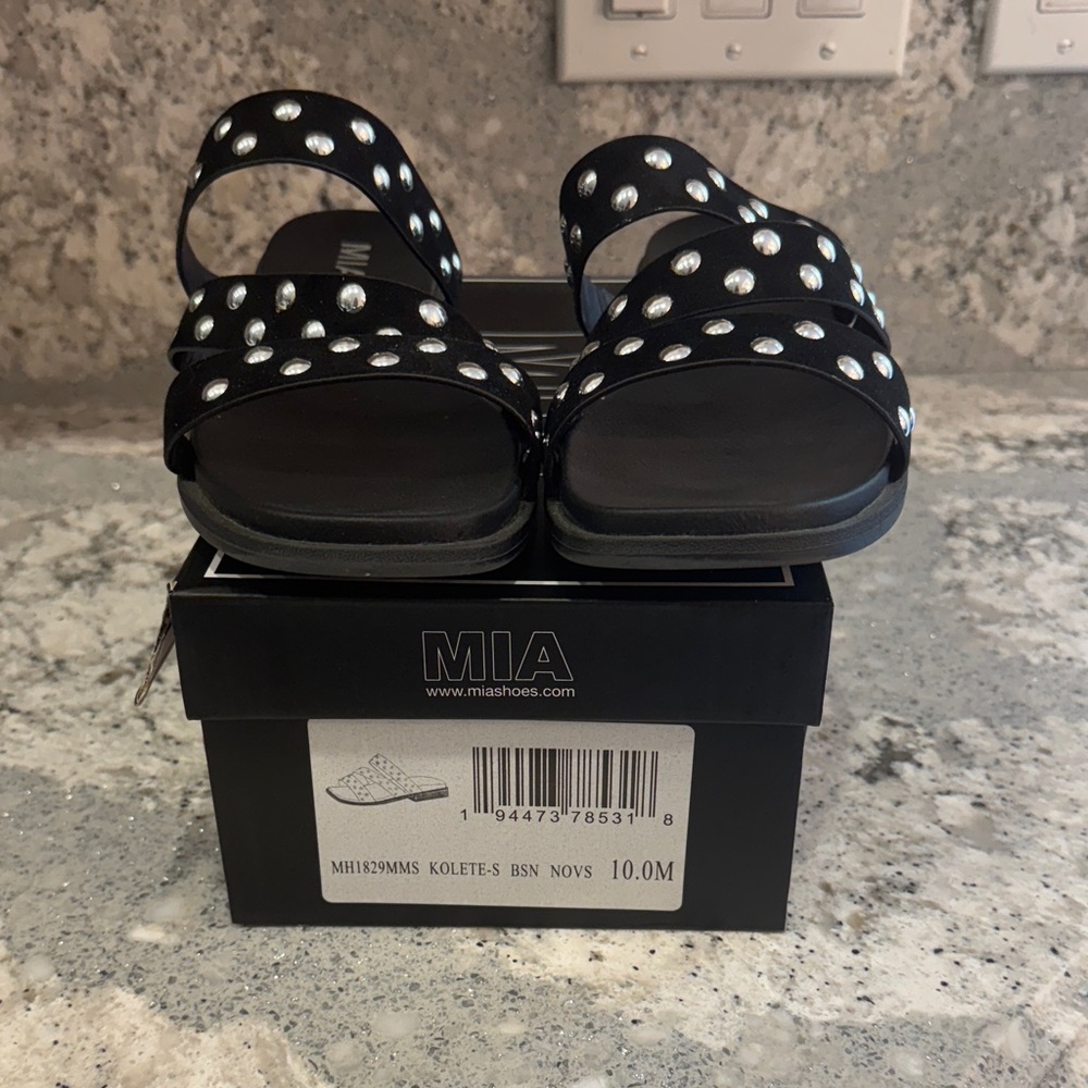 MIA Black Sandals with Metallic Accents